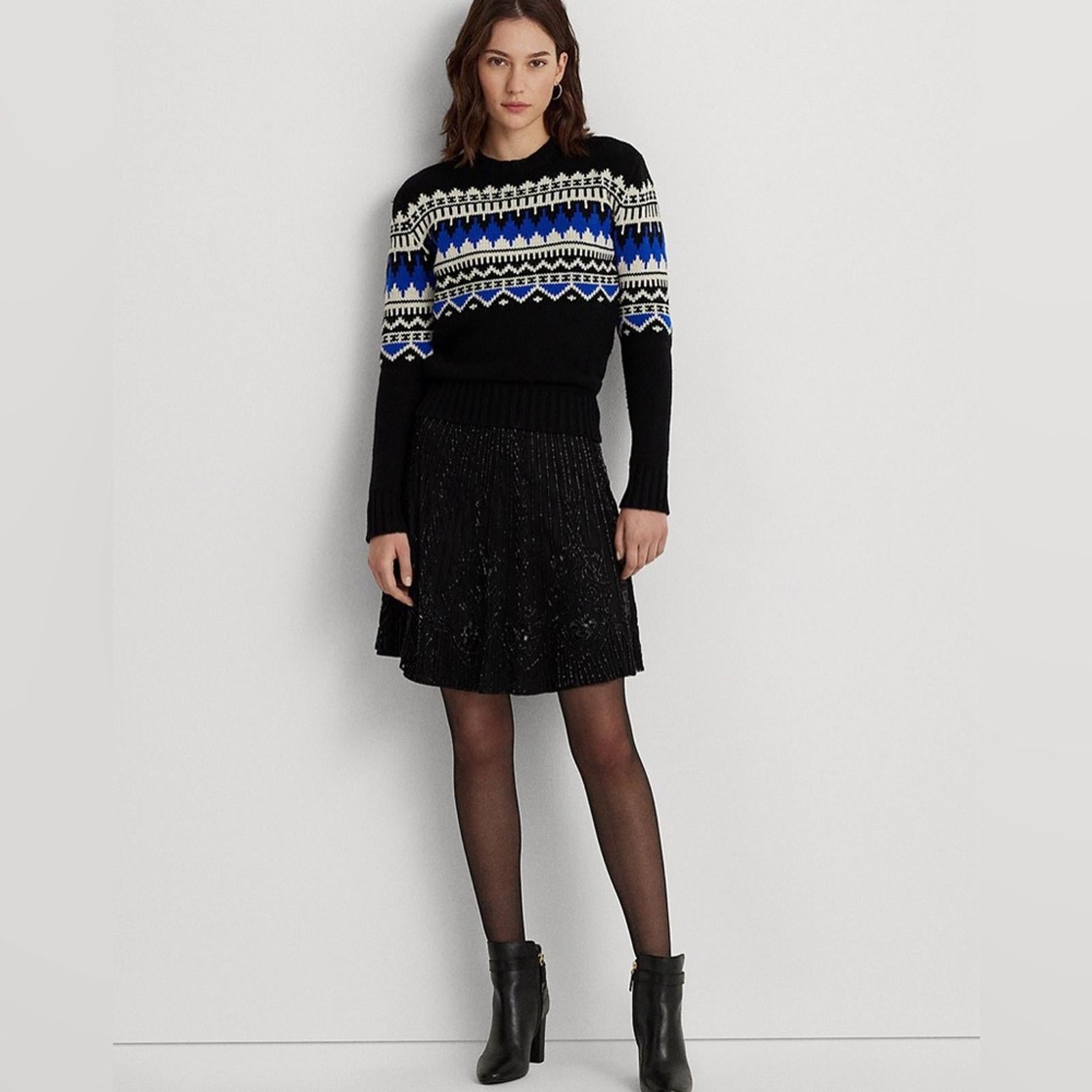 Lauren Ralph Lauren Fair Isle Wool-Blend Crewneck Sweater, Size S New w/Tag $225