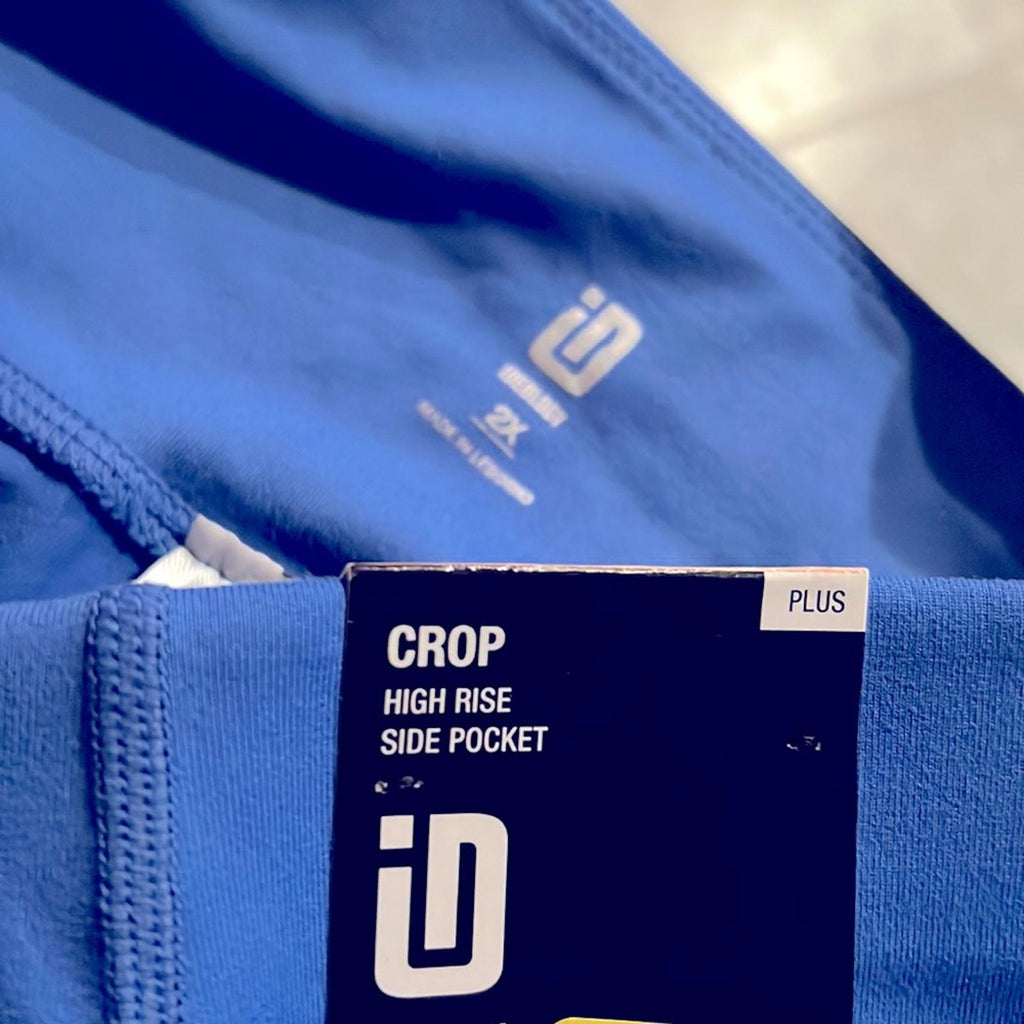 ID Ideology Crop High-Rise Side Pocket Leggings, Blue Illusion Plus Size 2X NWT