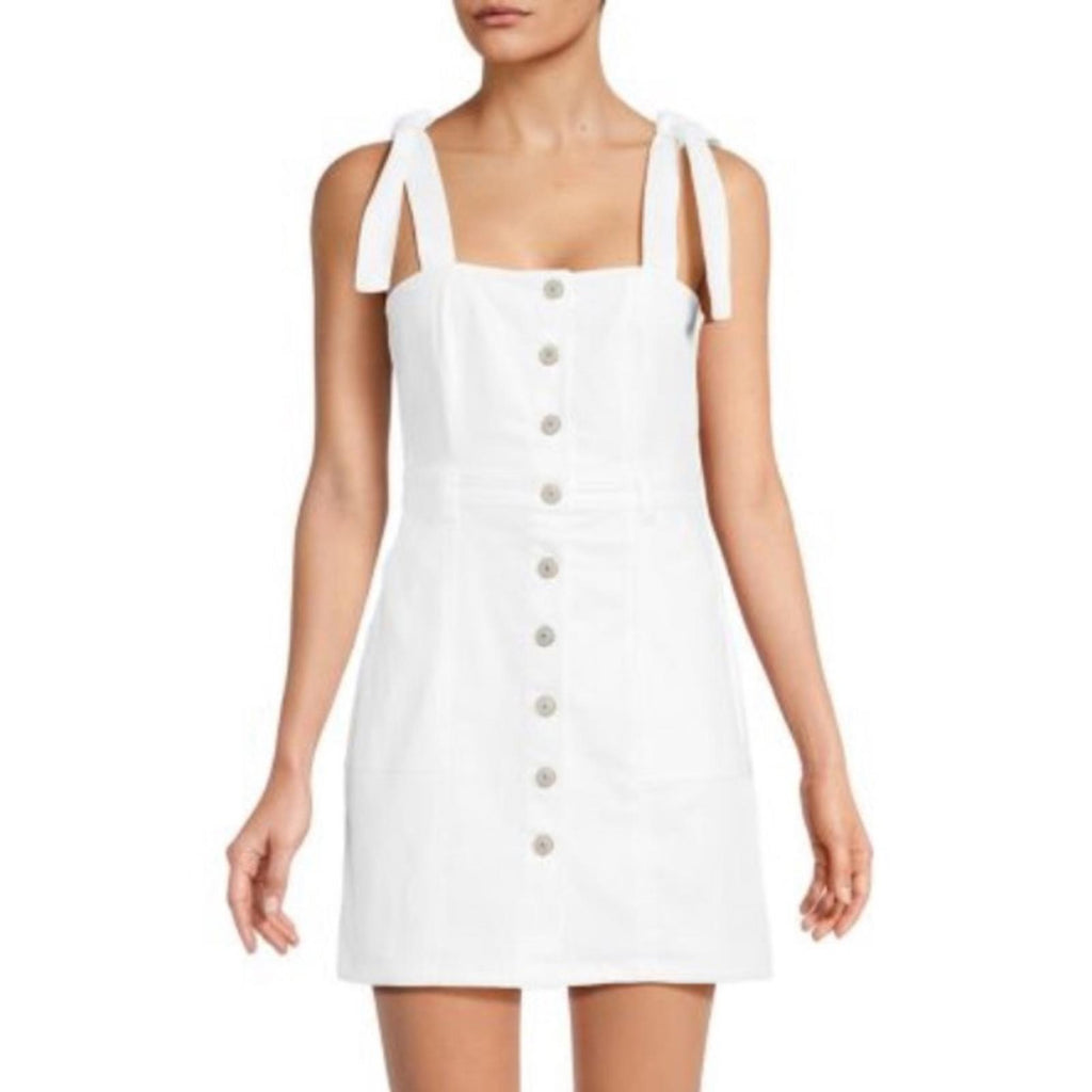 Cinq à Sept Shayla Tie Strap Button Front Dress, White Size 6 New w/Tag $395