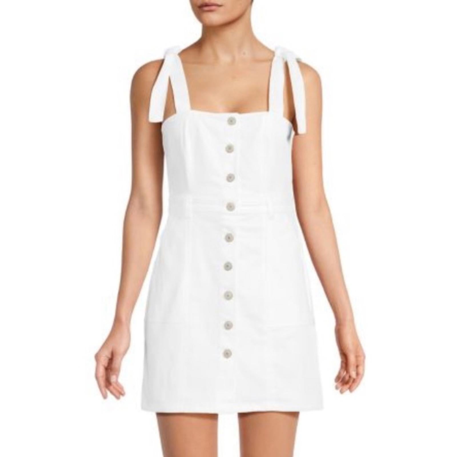 Cinq à Sept Shayla Tie Strap Button Front Dress, White Size 6 New w/Tag $395