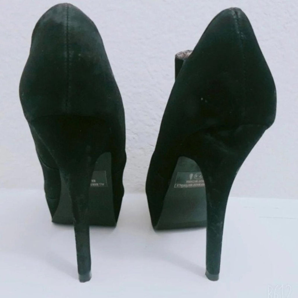 Bonnibel Suede Open Toe Stiletto Heel Booties in Black, Size 7.5 EXCELLENT!