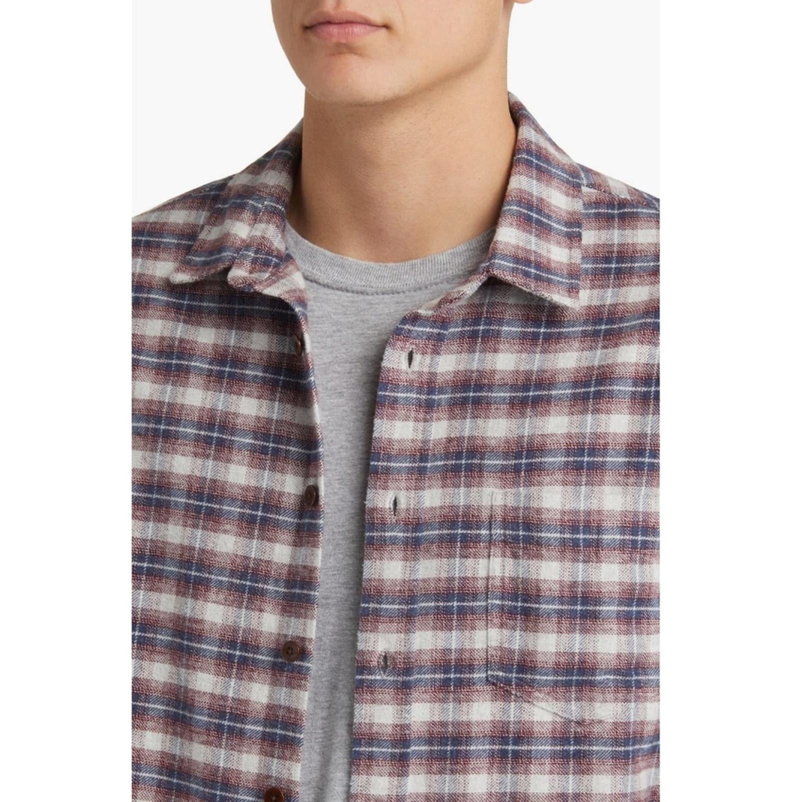 Rails Forrest Plaid Cotton Flannel Button-Up Shirt Dusk Berry Grey, Size S, NEW