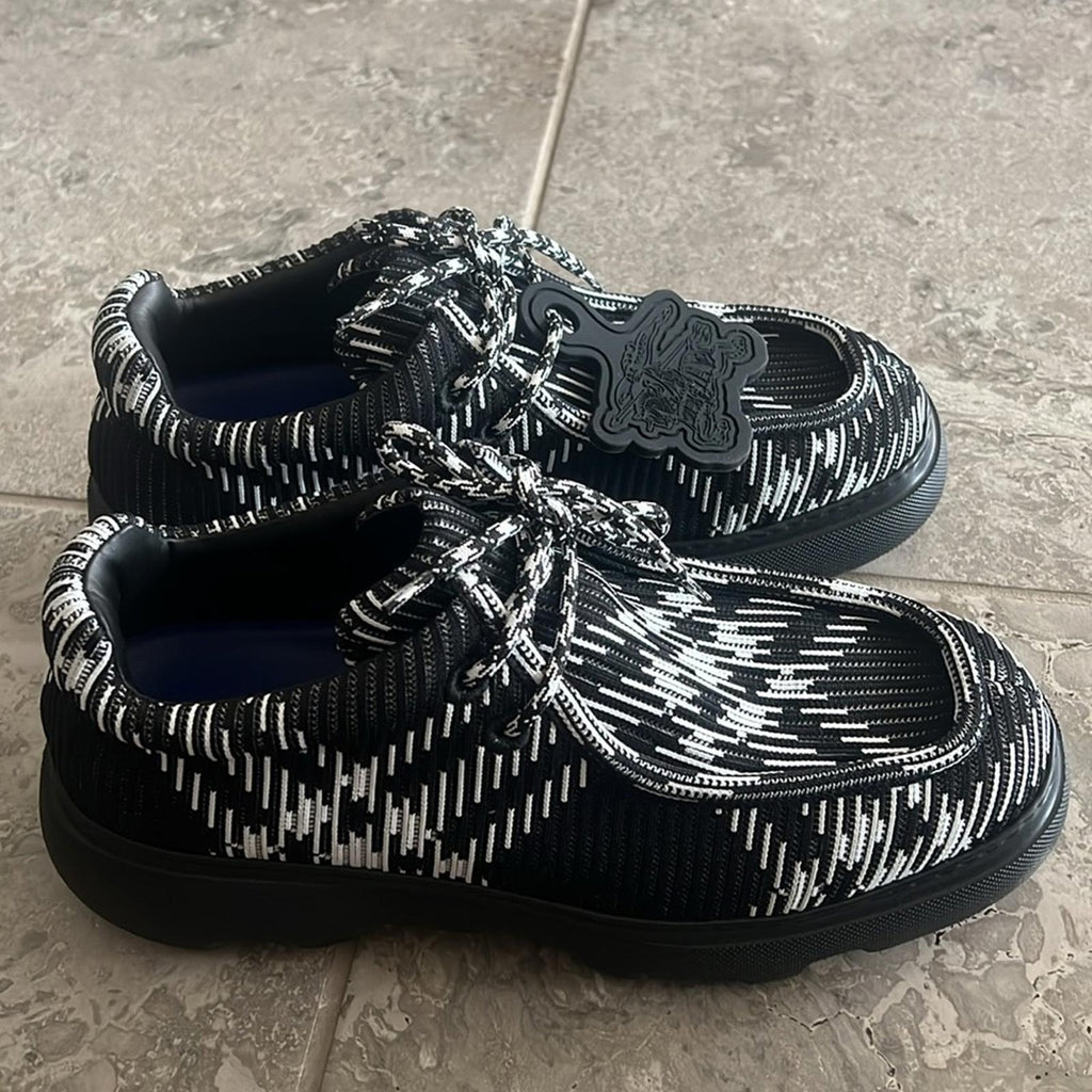 Burberry Creeper Check Woven Lace Up Boots Black Made in Italy, NWT, EU Size 44