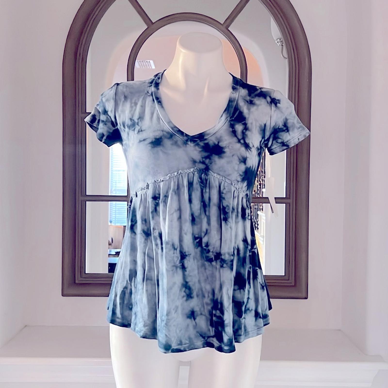 Baea Babydoll Tie-Dye Peplum V-Neck Top, Size XS New w/Tag $88