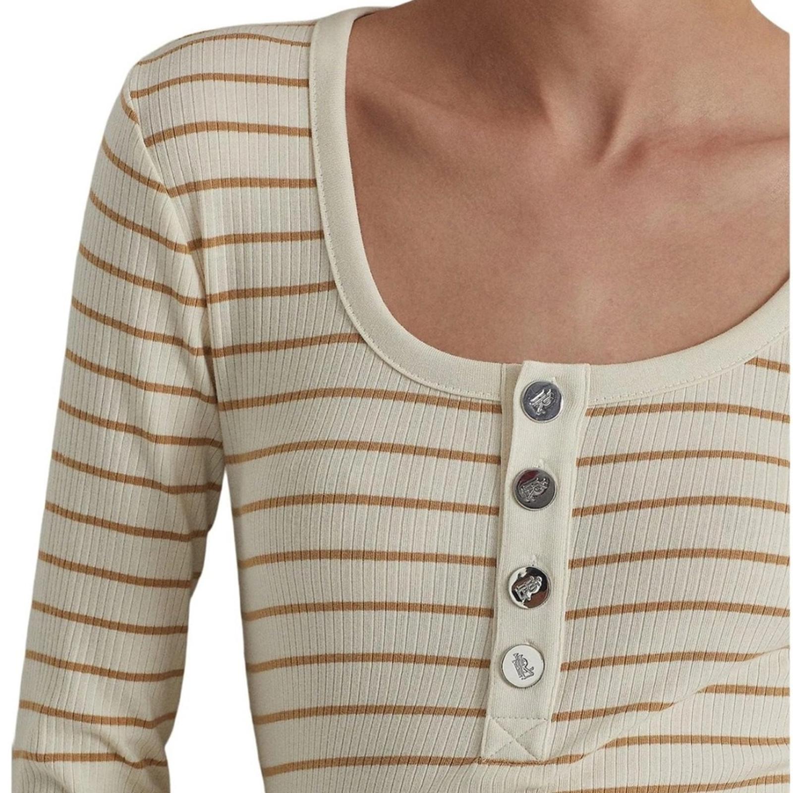 Lauren Ralph Lauren Mascarpone Cream Striped Jersey Women’s Size XL NWT