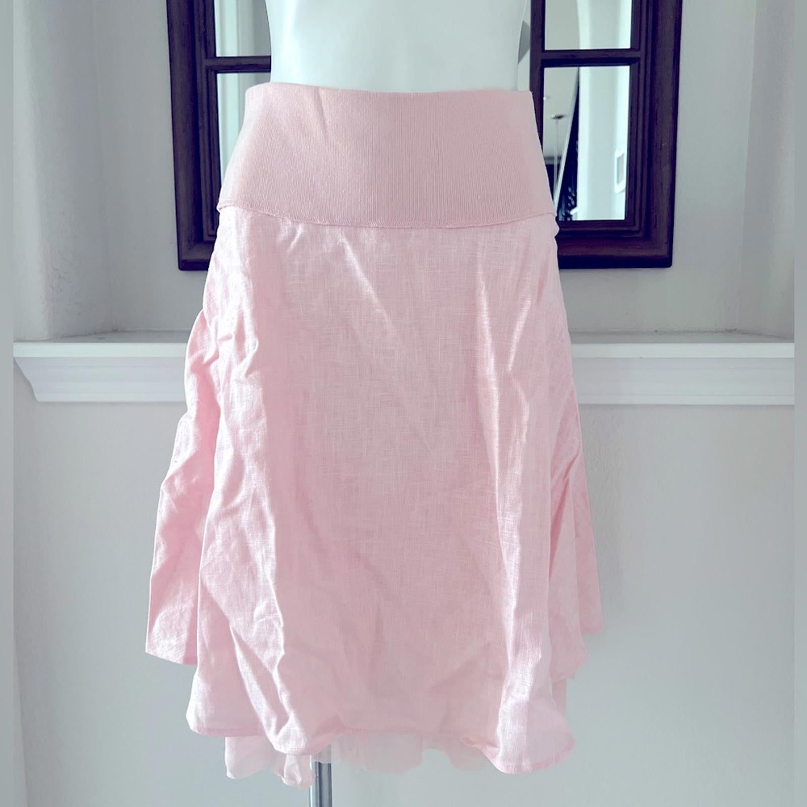 For Joseph Linen Midi Skirt in Blush Pink, NEW, Size L