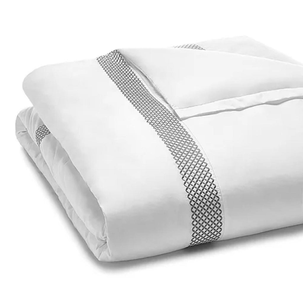 Hudson Park Collection Silver 500TC Embroidered Geo Duvet Cover, Twin NEW in Box