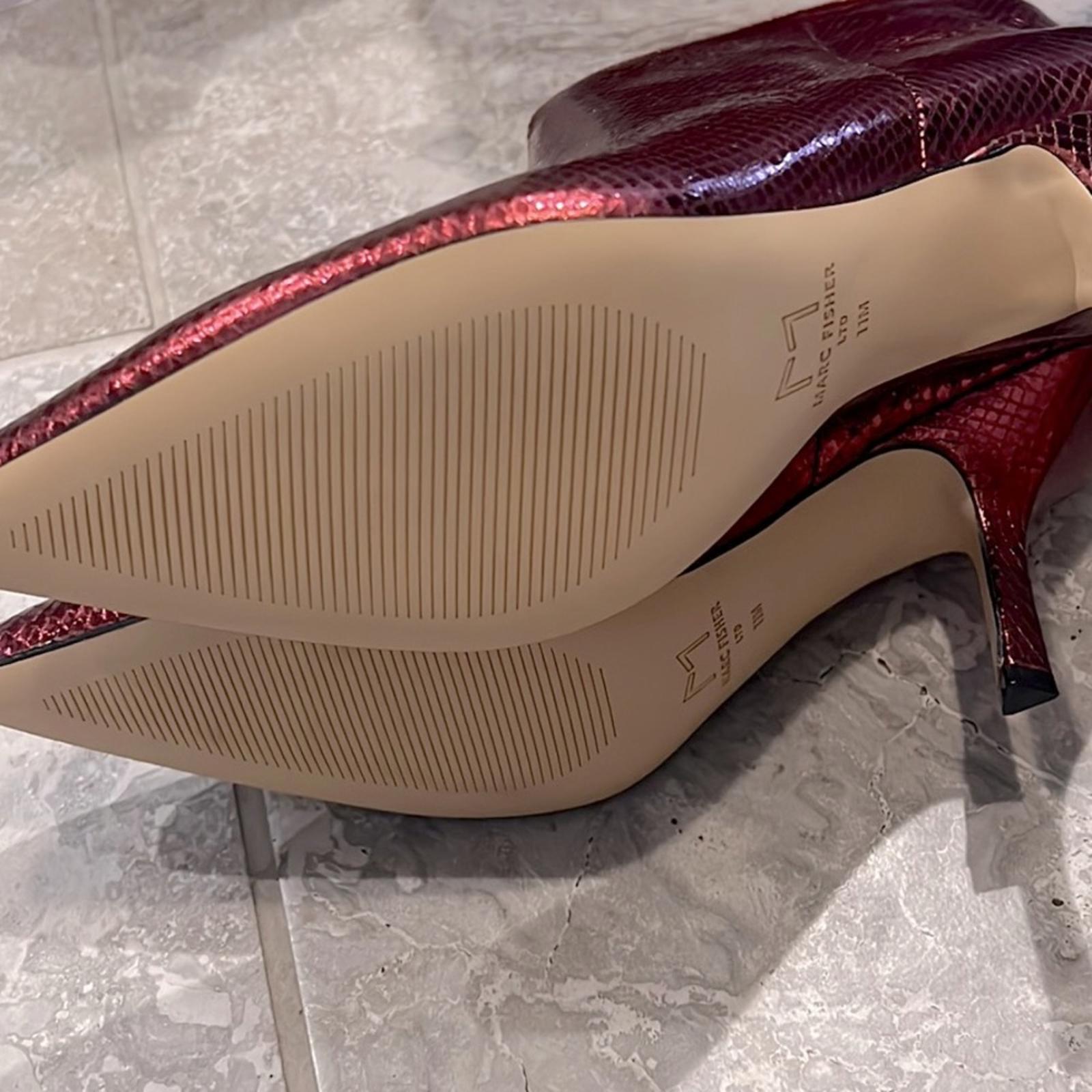 Marc Fisher LTD Haylian Pointed Toe Snake Embossed High Heel Booties, Size 11M