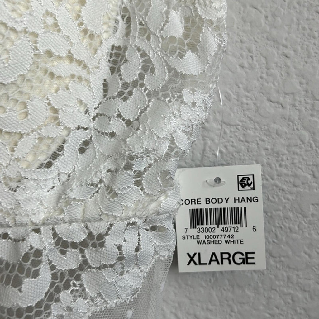 INC Cupped Swiss Dot Thong Bodysuit in Washed White, Size XL, New w/Tag