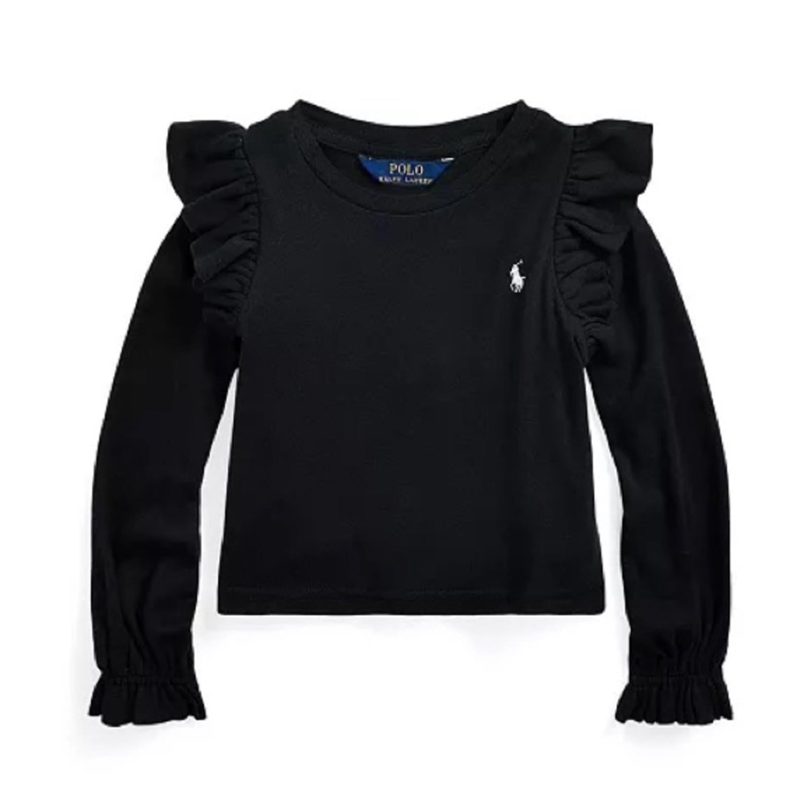Polo Ralph Lauren Ruffled Cotton-Modal Long-Sleeve Sweatshirt, Size L(12-14) NWT