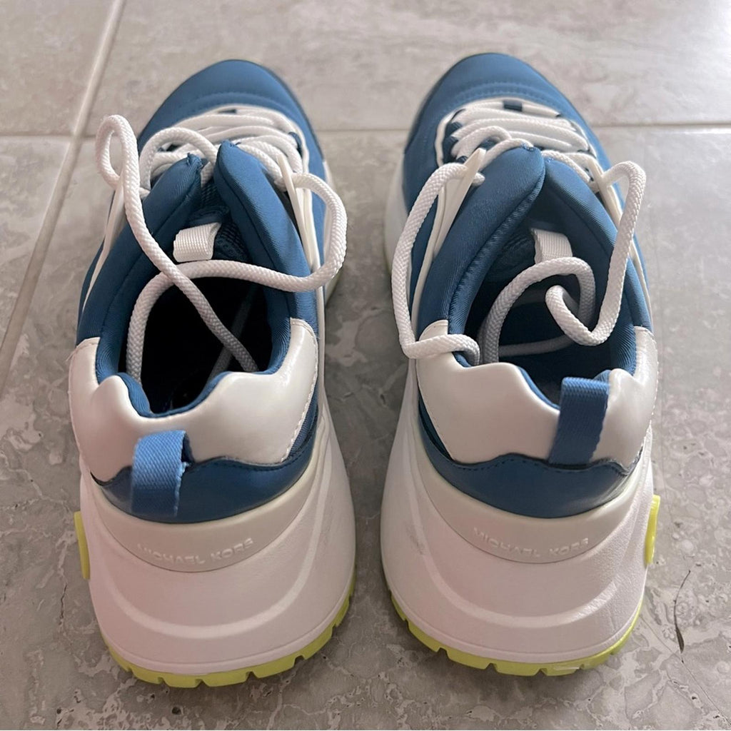 Michael Kors Dara Color-Block Nylon Trainers, River Blue Size 8.5M Retail $195