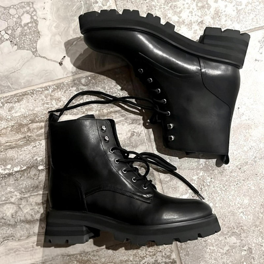 Marc Fisher LTD. Lucien Lace Up Combat Boots, Black Size 11  New in Box $249