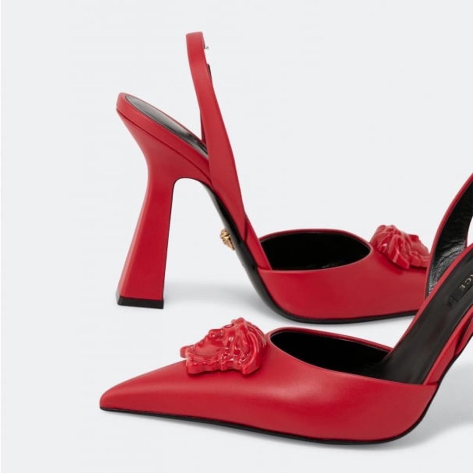 NEW Versace La Medusa Slingback Pump in Red, Size 36.5 New in Box