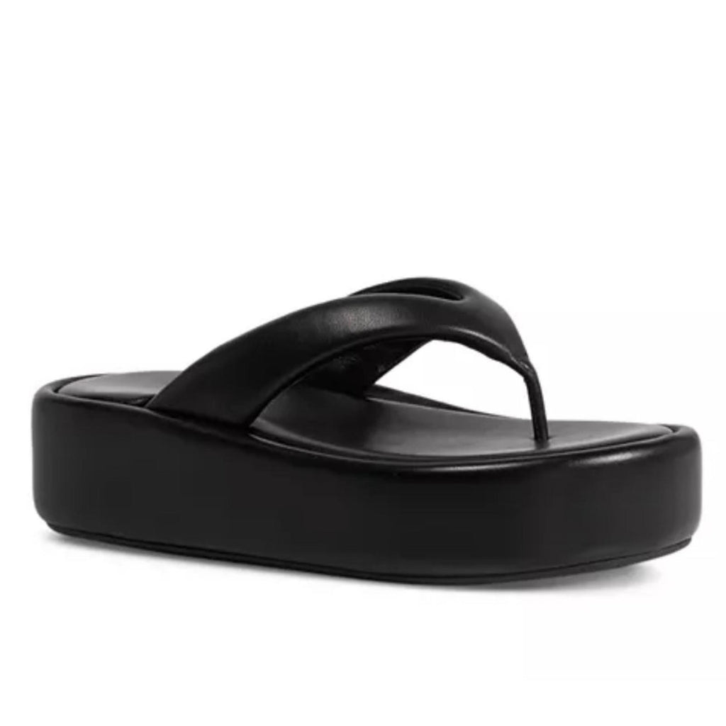 Balenciaga Padded Rise Platform Leather Thong Sandals in Black, Size 41 $695