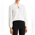 Status by Chenault Jacquard Twist Neck Blouse in Off White, Size L New w/Tag