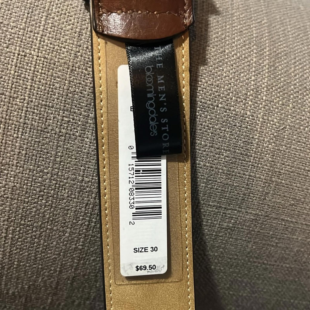 The Men's Store at Bloomingdale's Men's Leather Belt in Brown, NWT, Size 30