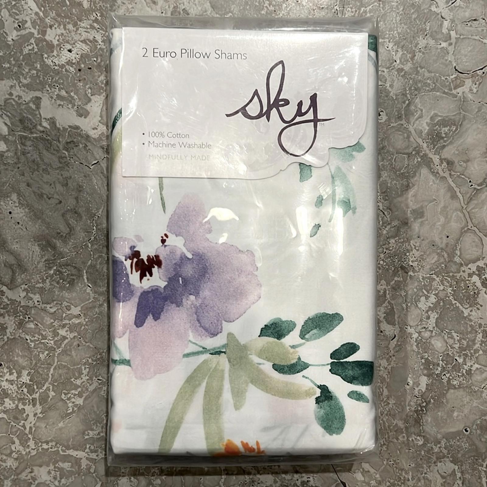 2 SKY Pastel Perennials Floral Euro Shams in Multi, New in Box $145