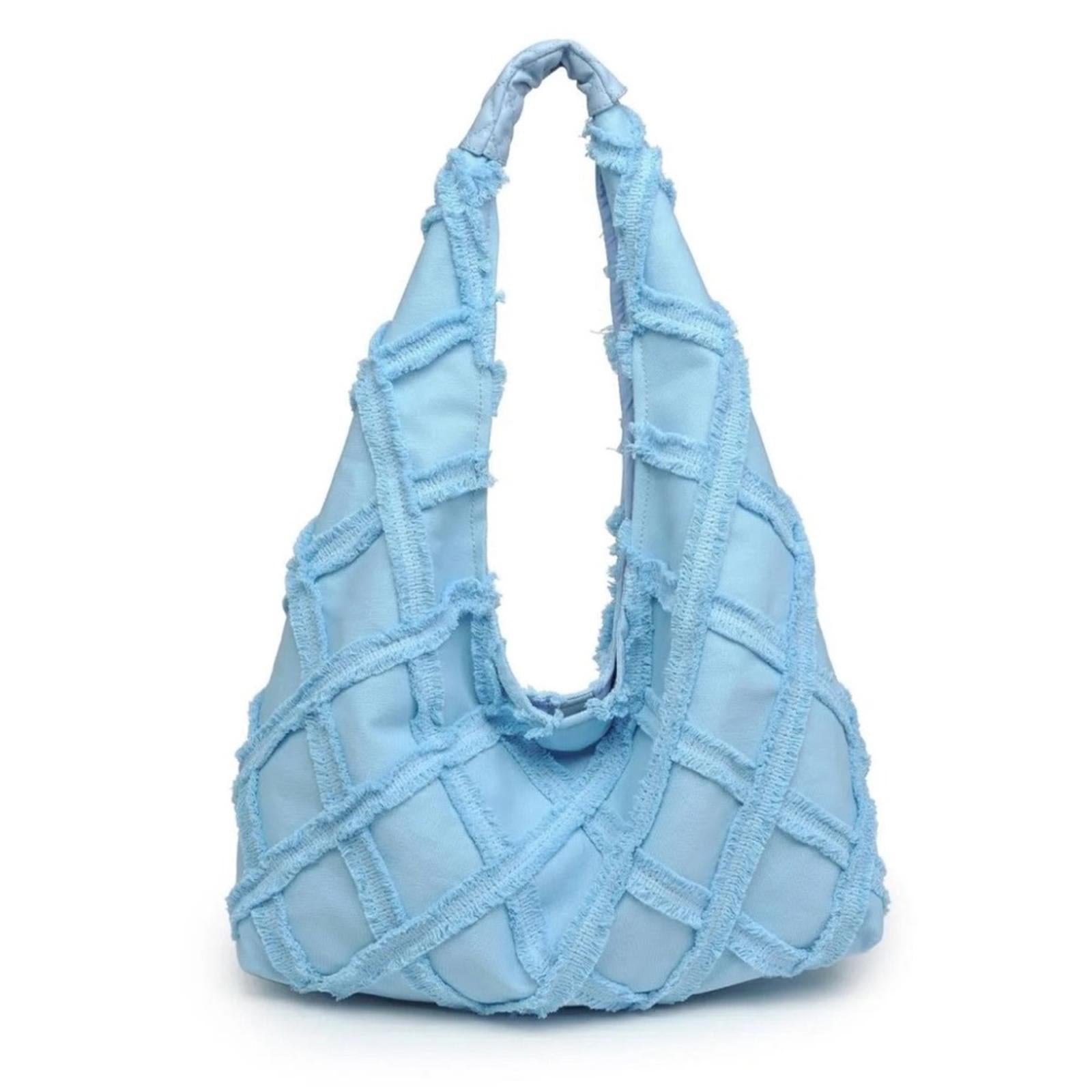 NWT Urban Expressions Barbuda cotton canvas hobo shoulder bag in Sky Blue $100