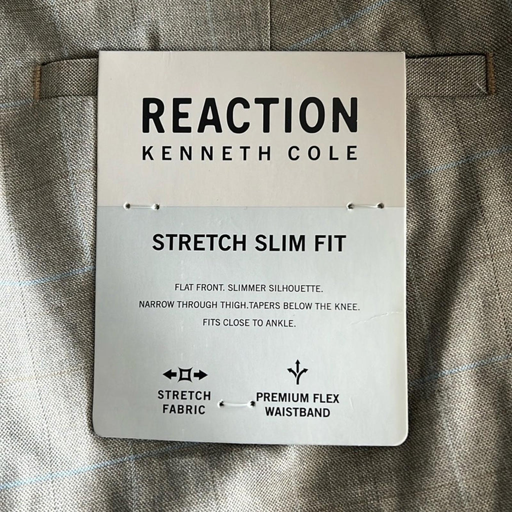 Kenneth Cole REACTION Premium Flex Slim Fit Dress Pants in Oatmeal 30W x 30L NWT