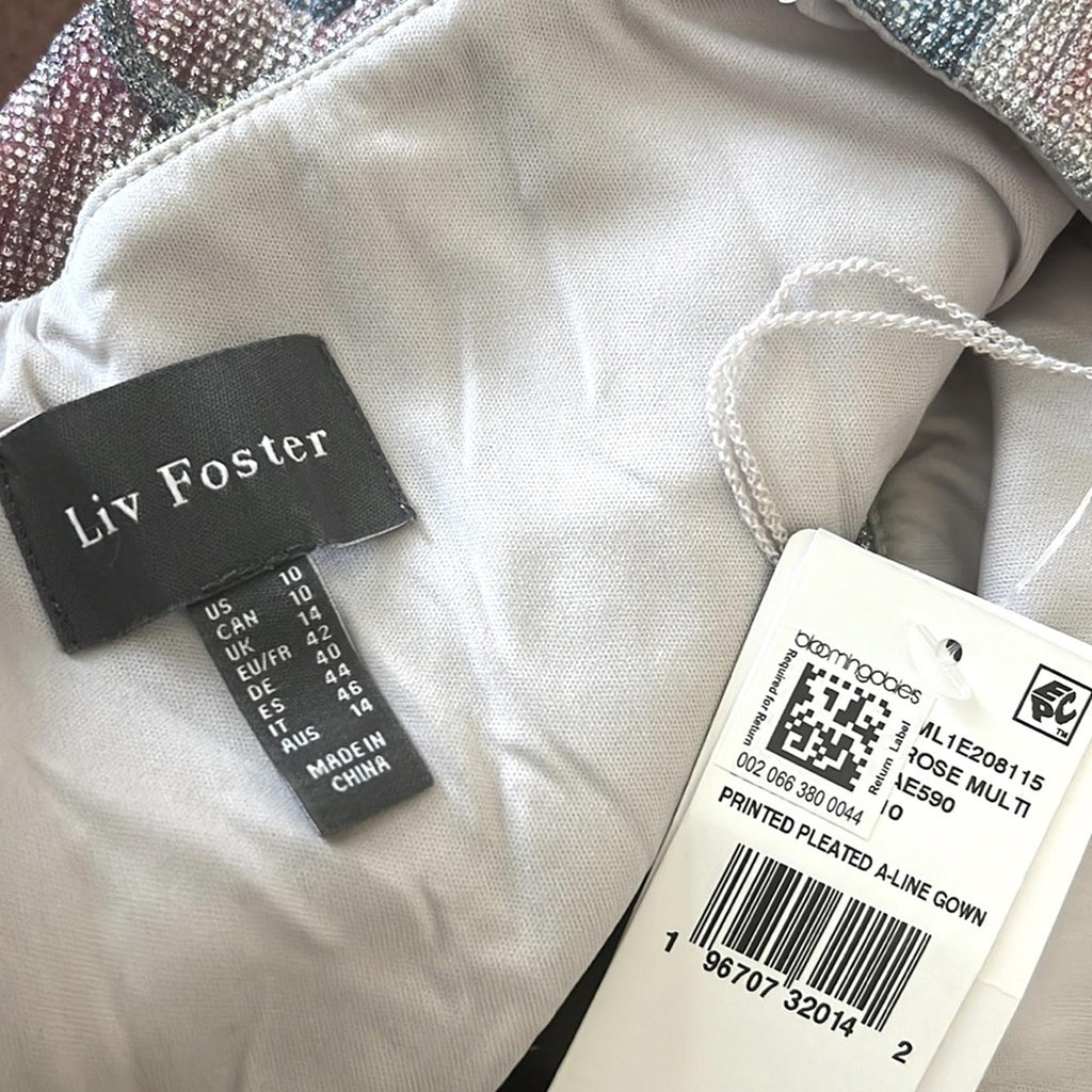 Liv Foster Printed Cutout Pleat Front Dress, Size 10 New w/Tag Retail $295