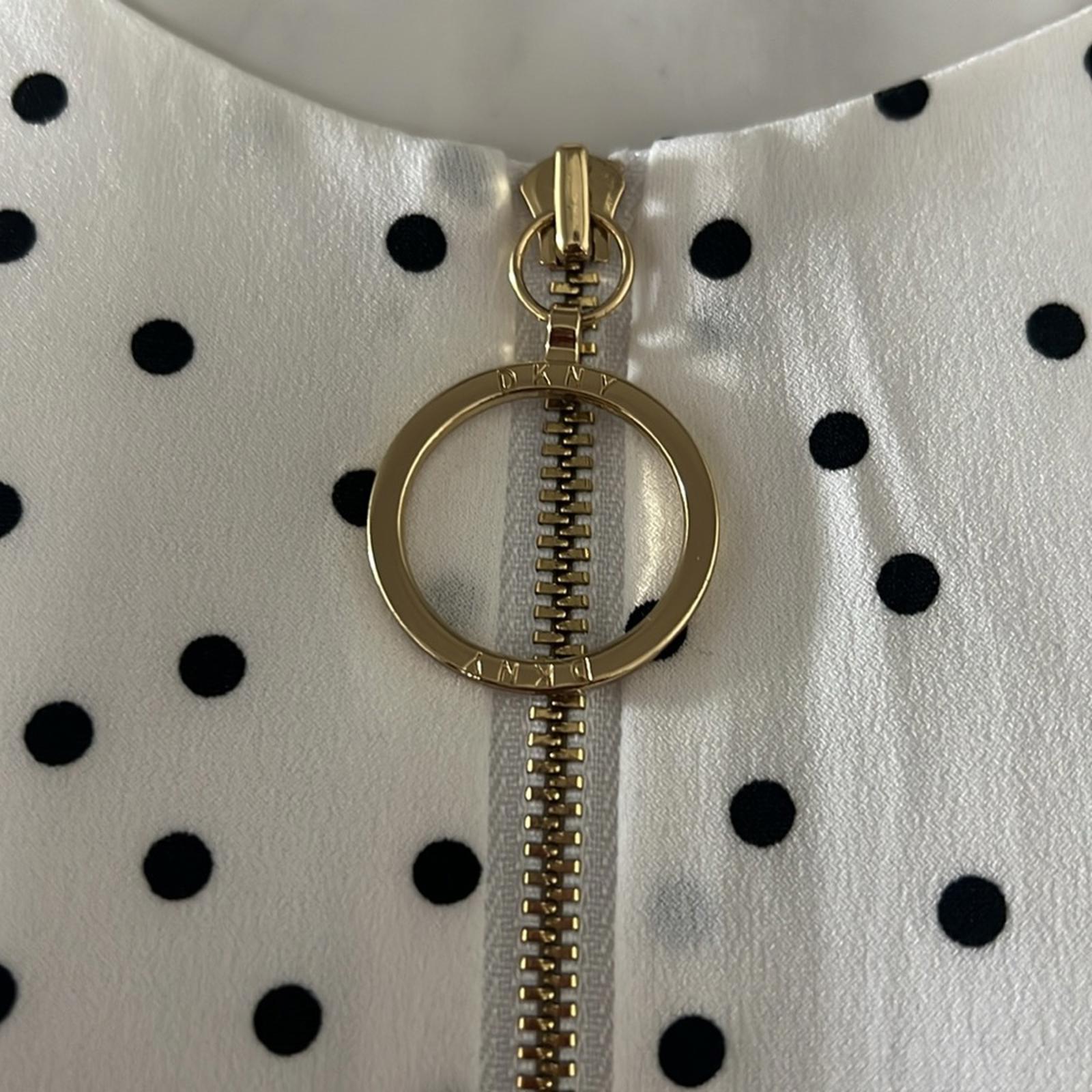 DKNY Polka Dot High Low Midi Dress in White & Black, Size 14, New w/Tag