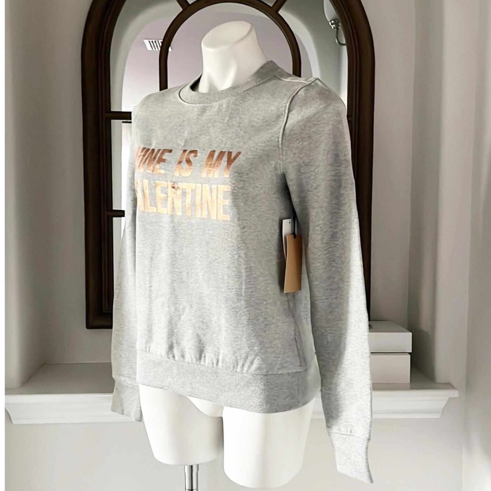 Halogen “WINE IS MY VALENTINE” Sweatshirt, Heather Gray, Size S New w/Tag