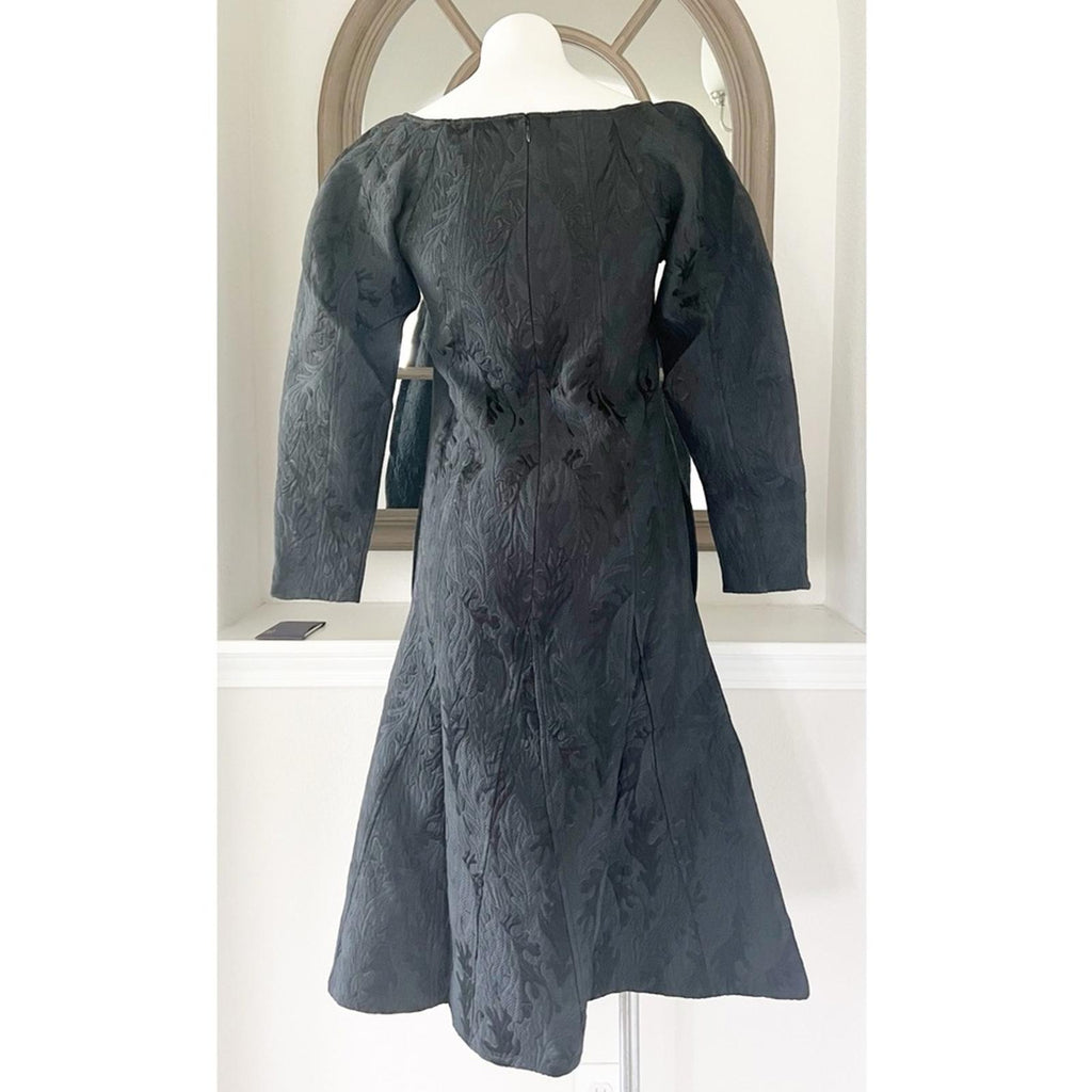 WhoWhatWear Madeline Puff-Sleeve Jacquard Silk Blend Dress, Size XS New w/Tag
