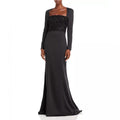 Amsale Sequined Beaded Bodice Gown, Stretch Crepe in Black, Size 10 NEW w/Tag