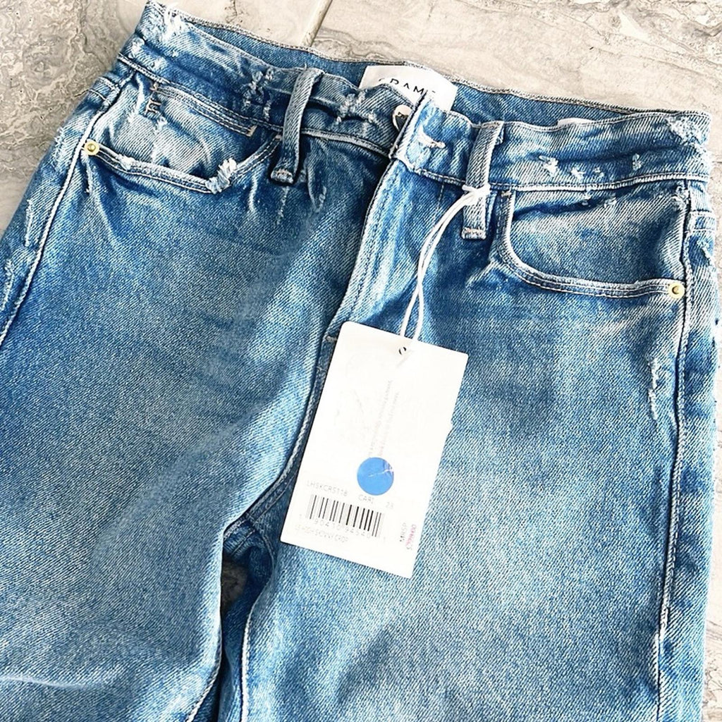 FRAME Le High Skinny Cropped Distressed High-Rise Skinny Jeans, Size 23 NWT $228