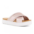UGG Zayne Leather Platform Sandals, Metallic Blush & White Size 6 New w/o Box