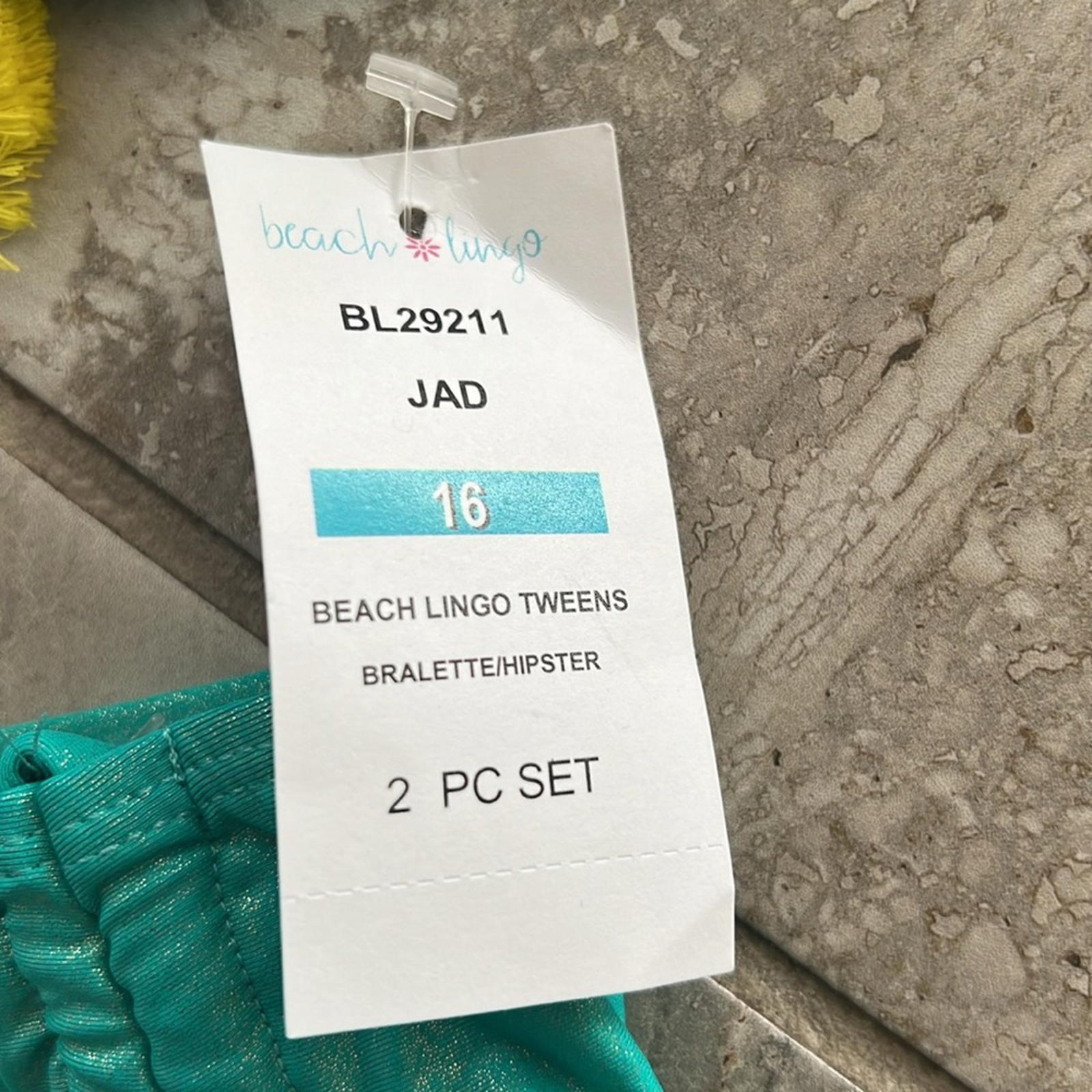 Beach Lingo Mermaid 2-Piece Metallic Turquoise Bikini Swimsuit Size 16 New w/Tag