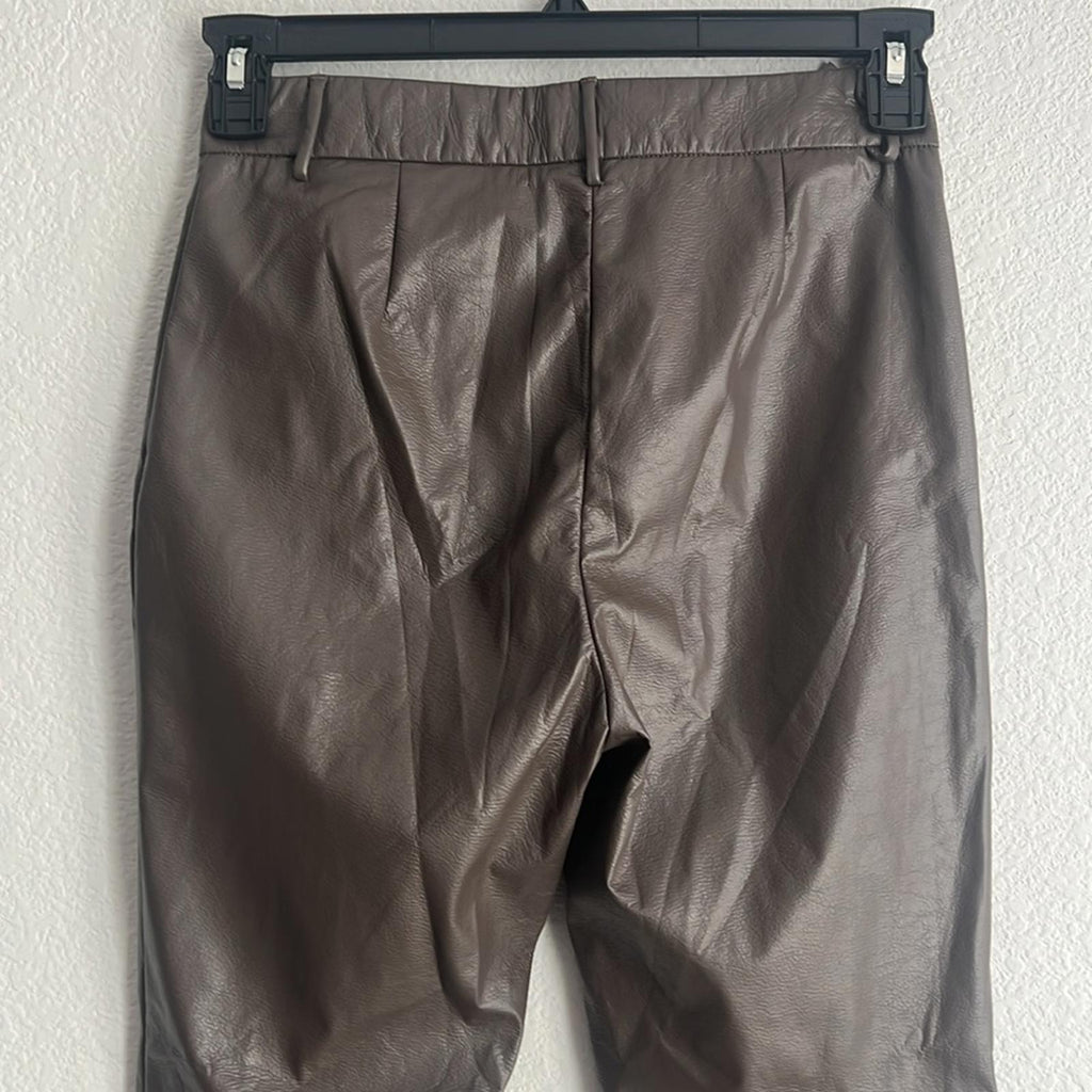 Fabiana Filippi Faux Leather Ankle Pants in Brown, Size IT38 UK6 US2 NWT $735