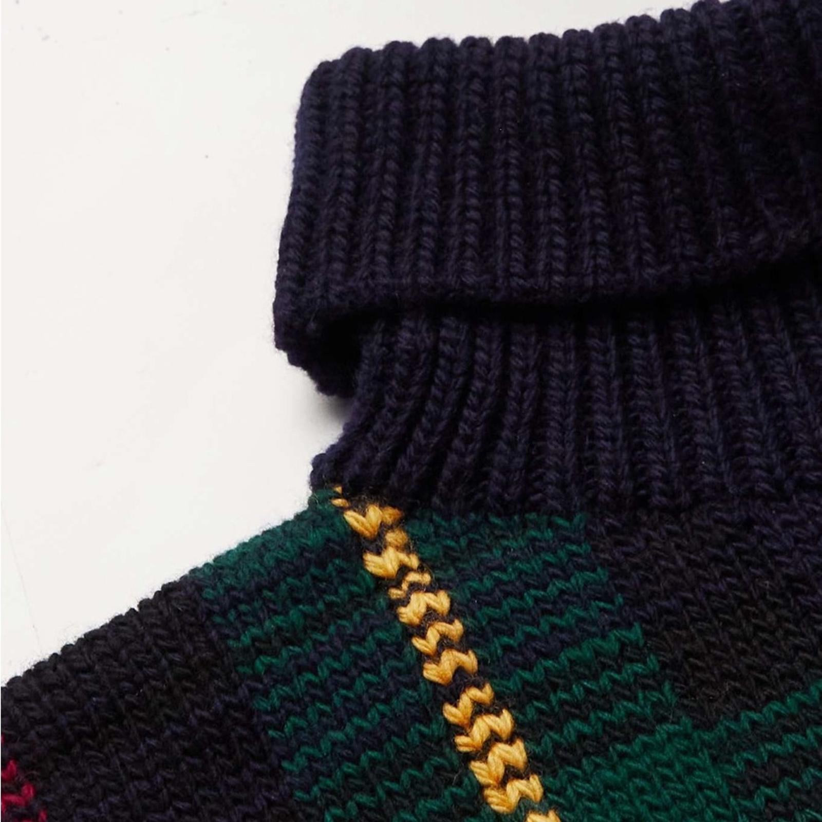 NWT Polo Ralph Lauren Checked Wool Rollneck Sweater, Size XS New w/Tag $998