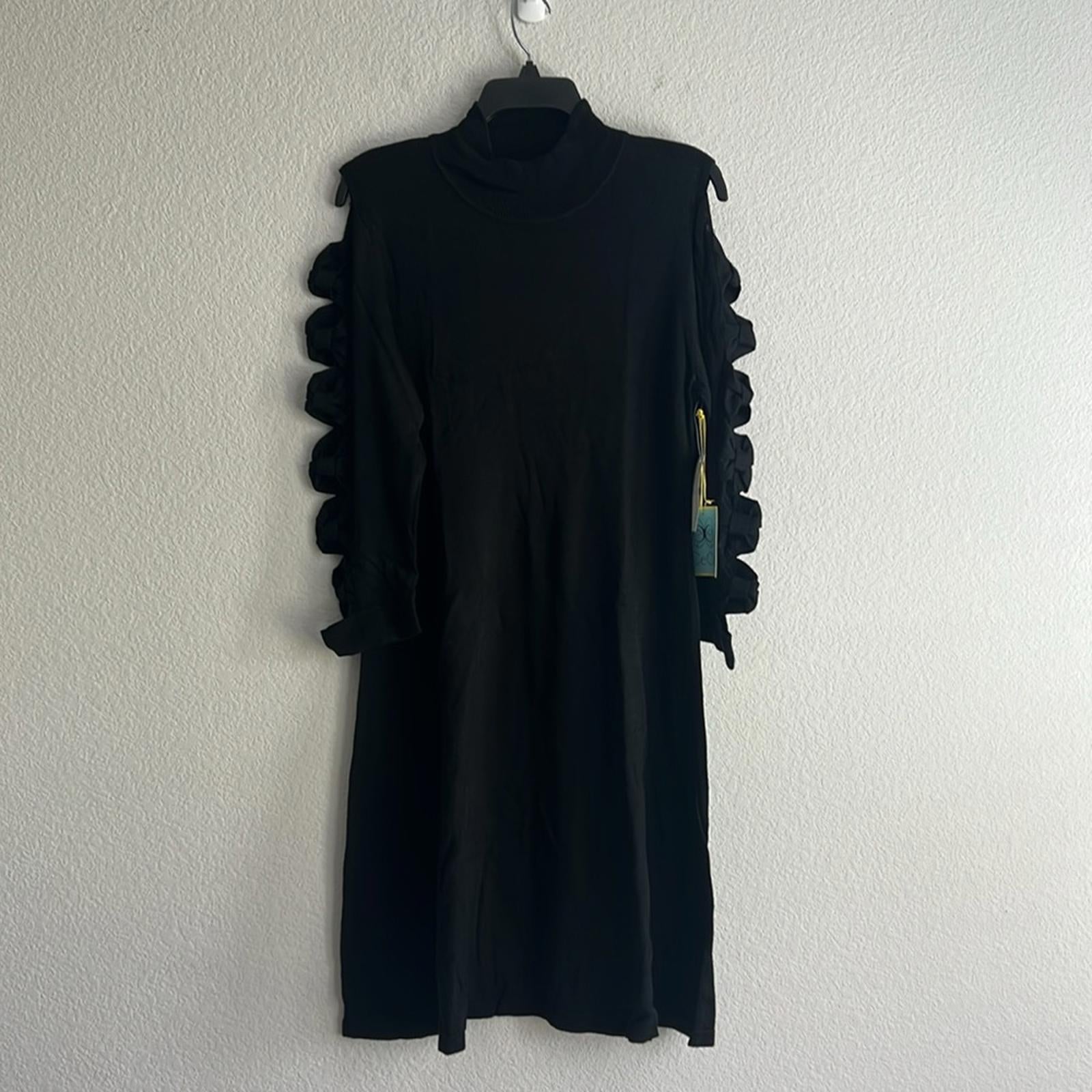 CeCe Bow Sleeve Turtleneck Above The Knee Sheath Dress in Black, NEW, Size XL