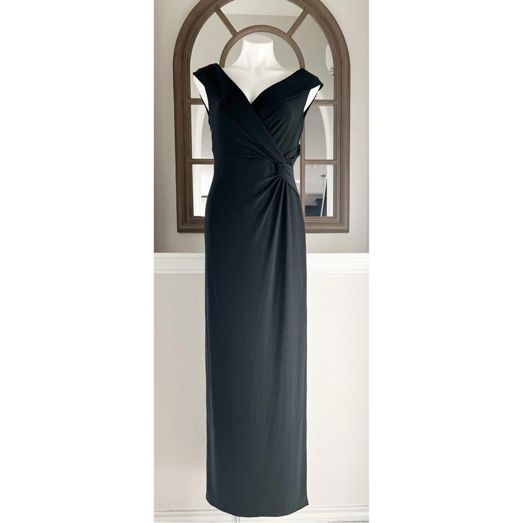 Lauren Ralph Lauren Jersey Off-the-Shoulder Side-Slit Column Gown, Size 6 NEW