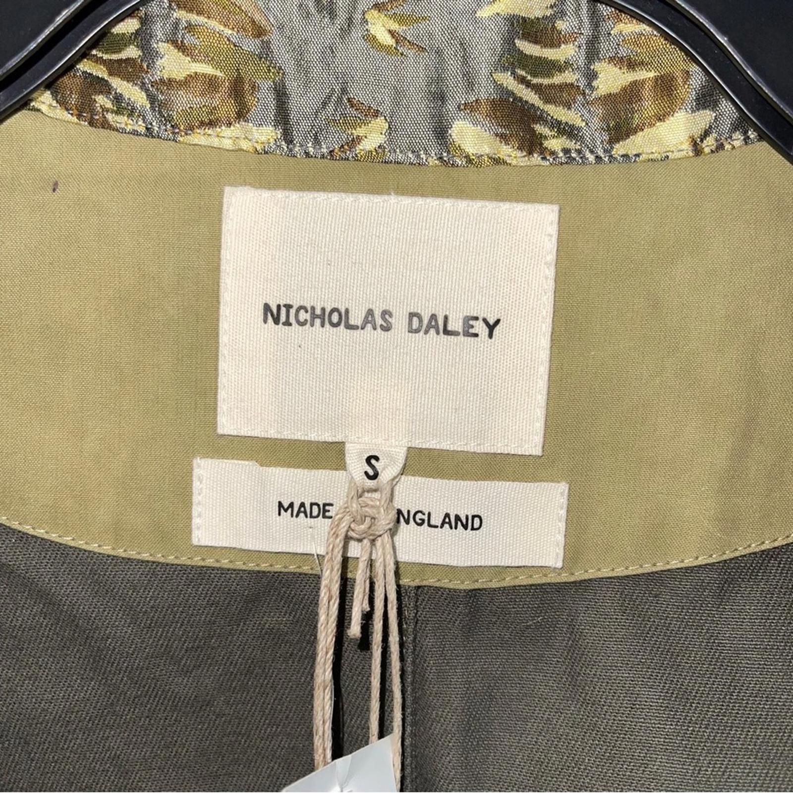 Nicholas Daley Field Jacket Khaki Mix Button Front Point Collar Size S NWT $765