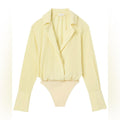 ALC Diana Silk Bodysuit, Canary Yellow Size L New w/Tag Retail $425