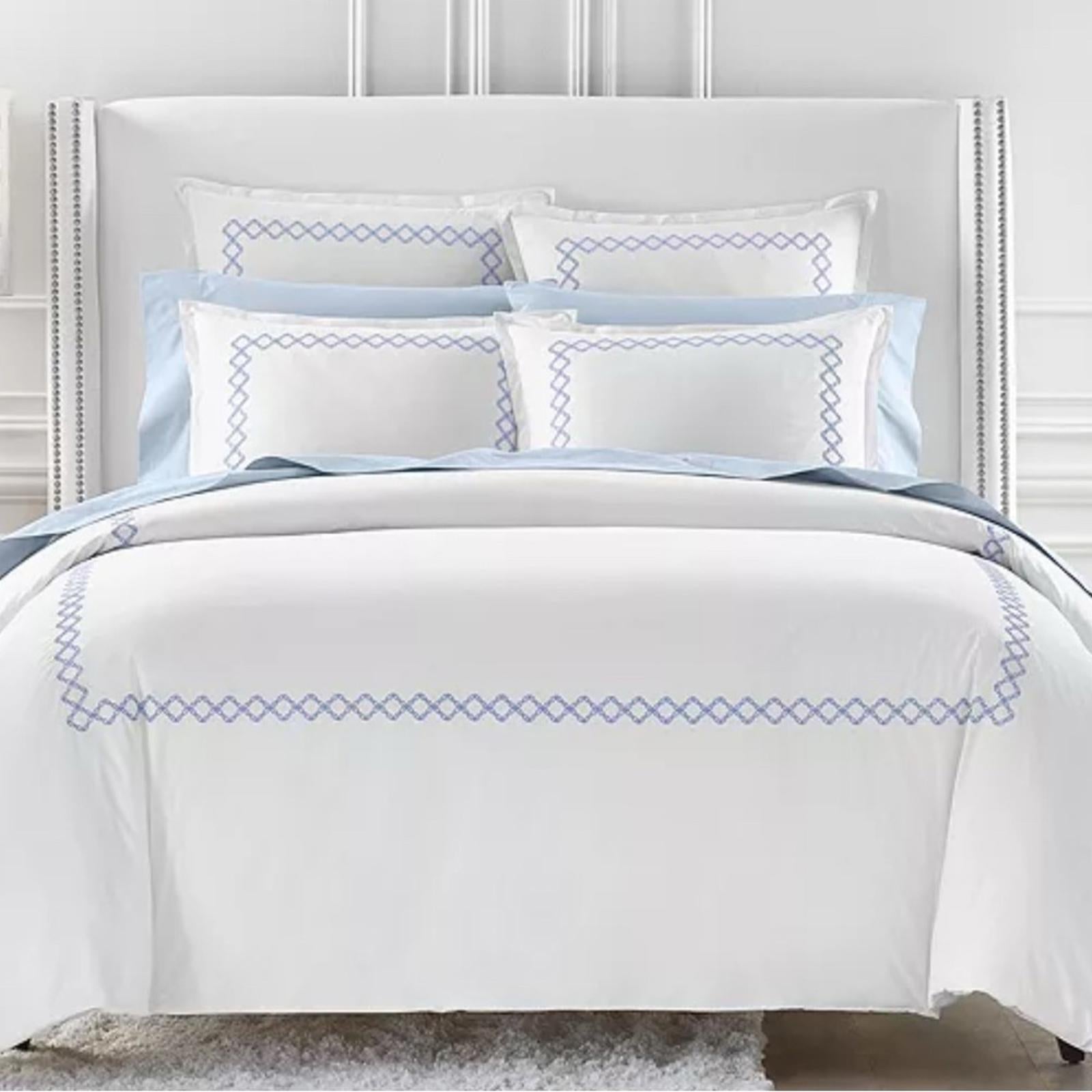 Sky NAVY Embroidered Percale Duvet Cover and Sham Set, Twin New w/Tag