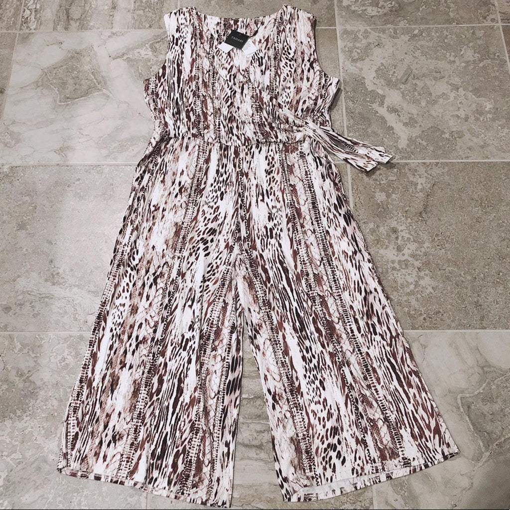 Tahari Sleeveless Jumpsuit w/Stretch Snakeskin Print, Size XXL New w/Tag $138