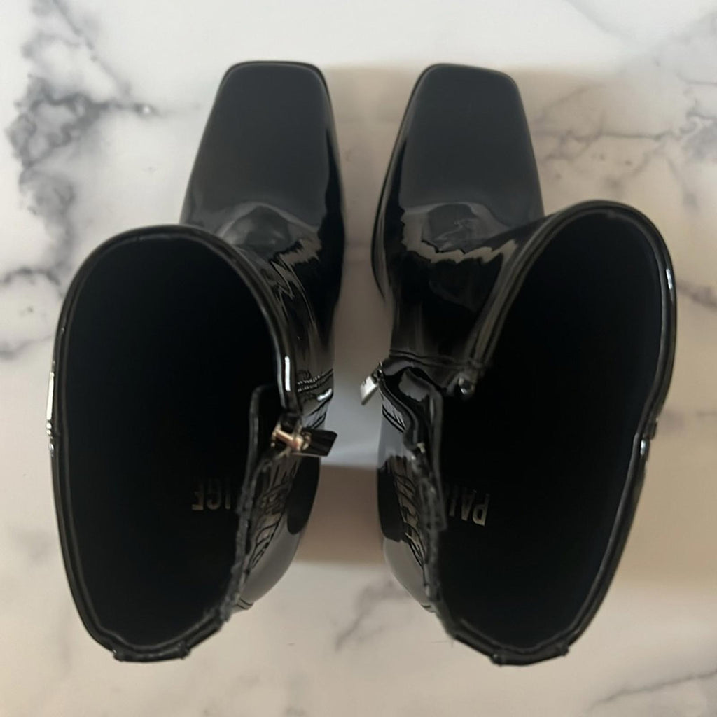 PAIGE Farah Square Toe Bootie in Black Patent Leather Size 7 New in Box $420
