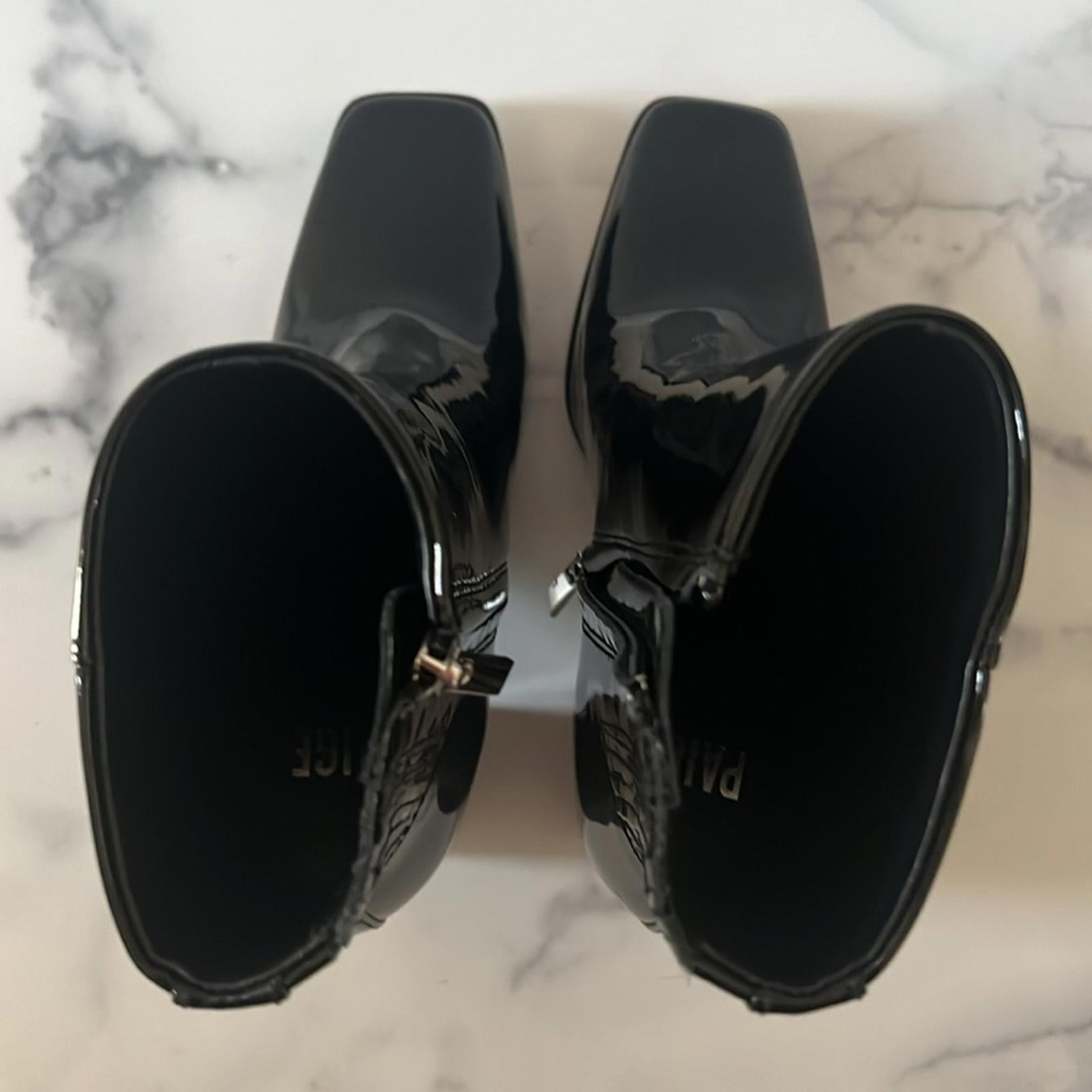 PAIGE Farah Square Toe Bootie in Black Patent Leather Size 7 New in Box $420
