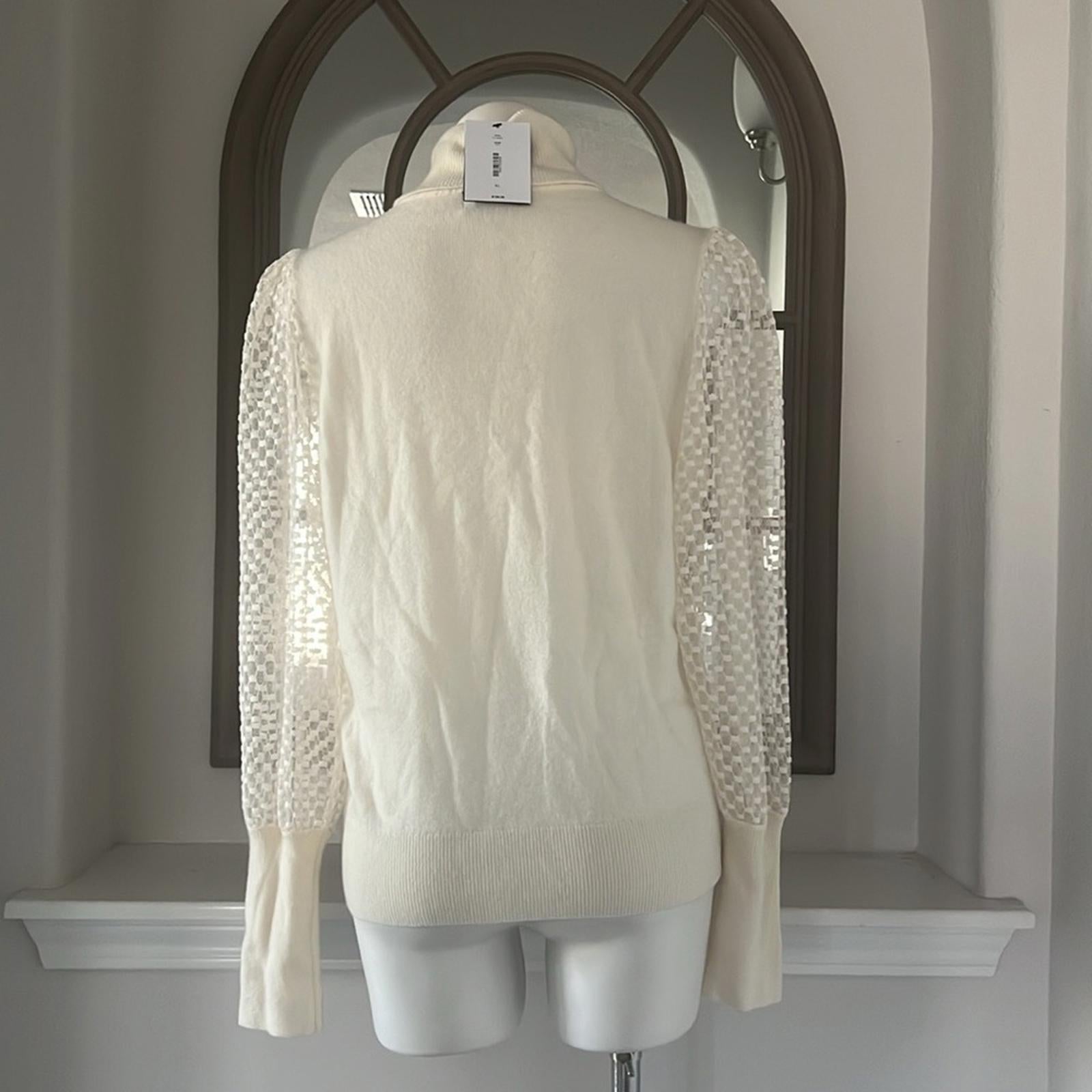 Cashmere Mesh Sleeve Turtleneck Sweater from C by Bloomingdale's Size XS NWT