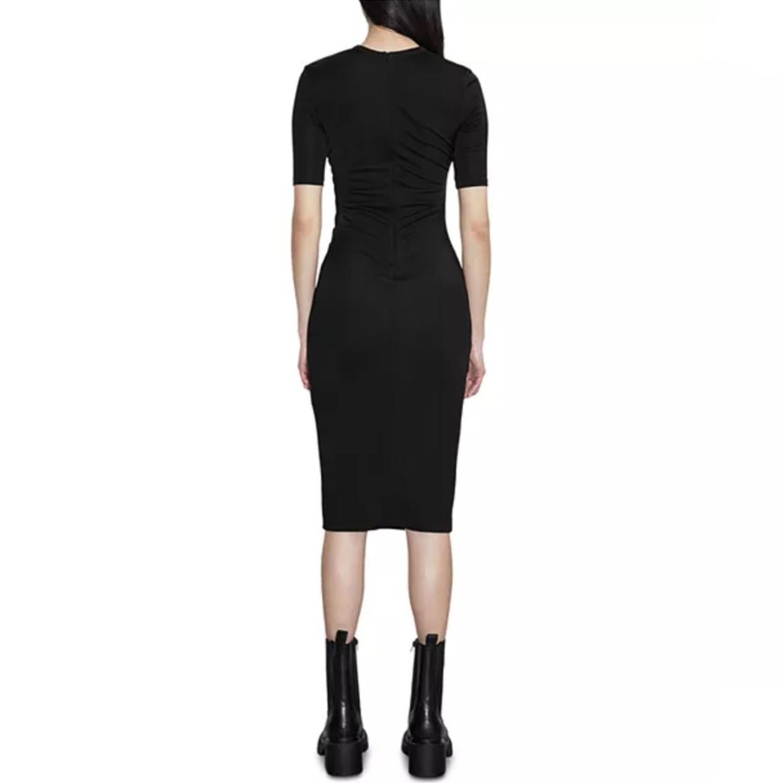 Et Ochs Isabelle Ruched Midi Dress in Black, Size 0 NEW w/Tag $1,195