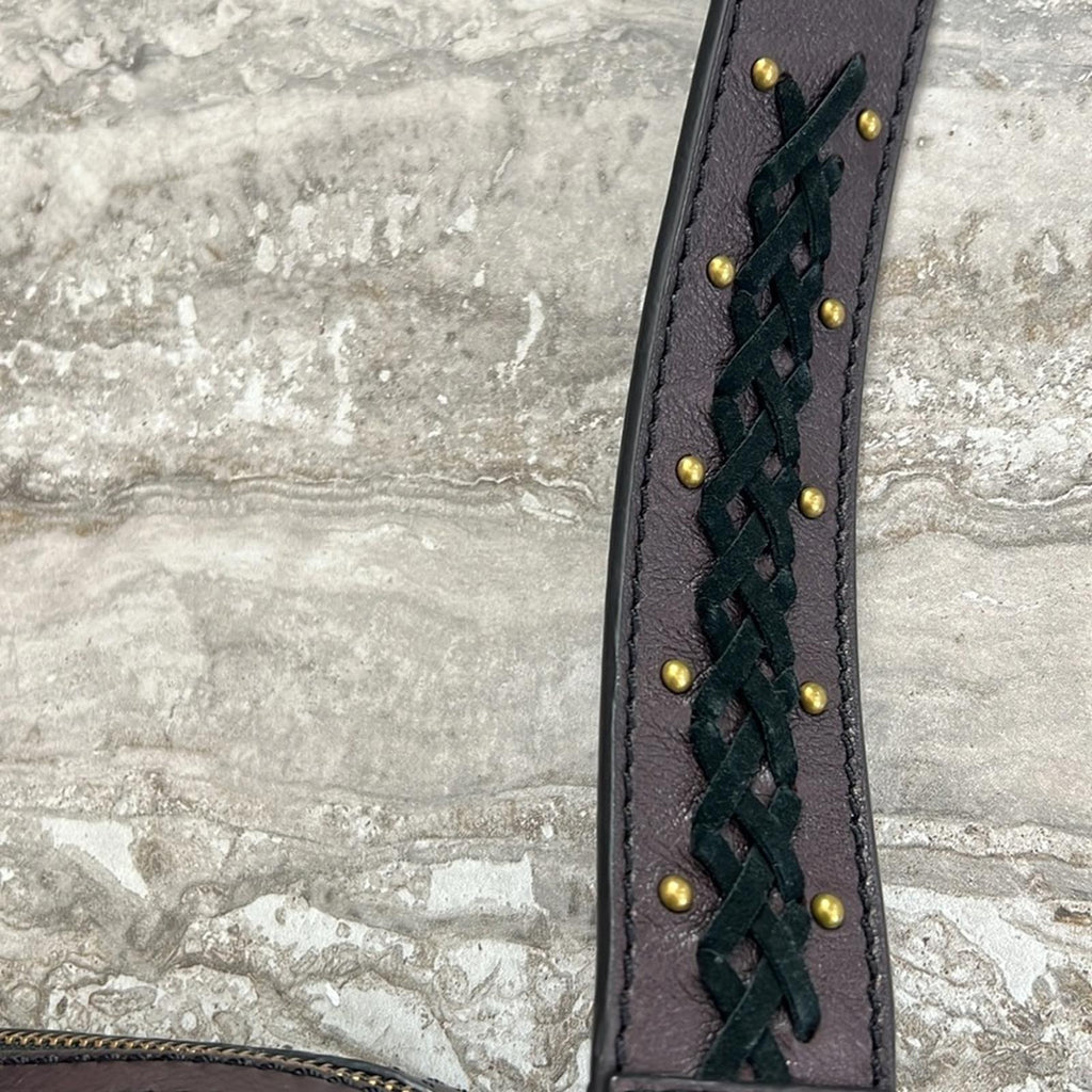 Fossil Aria Cow Hide Leather Shoulder Bag, Patchwork Black & Brown, Retail $178