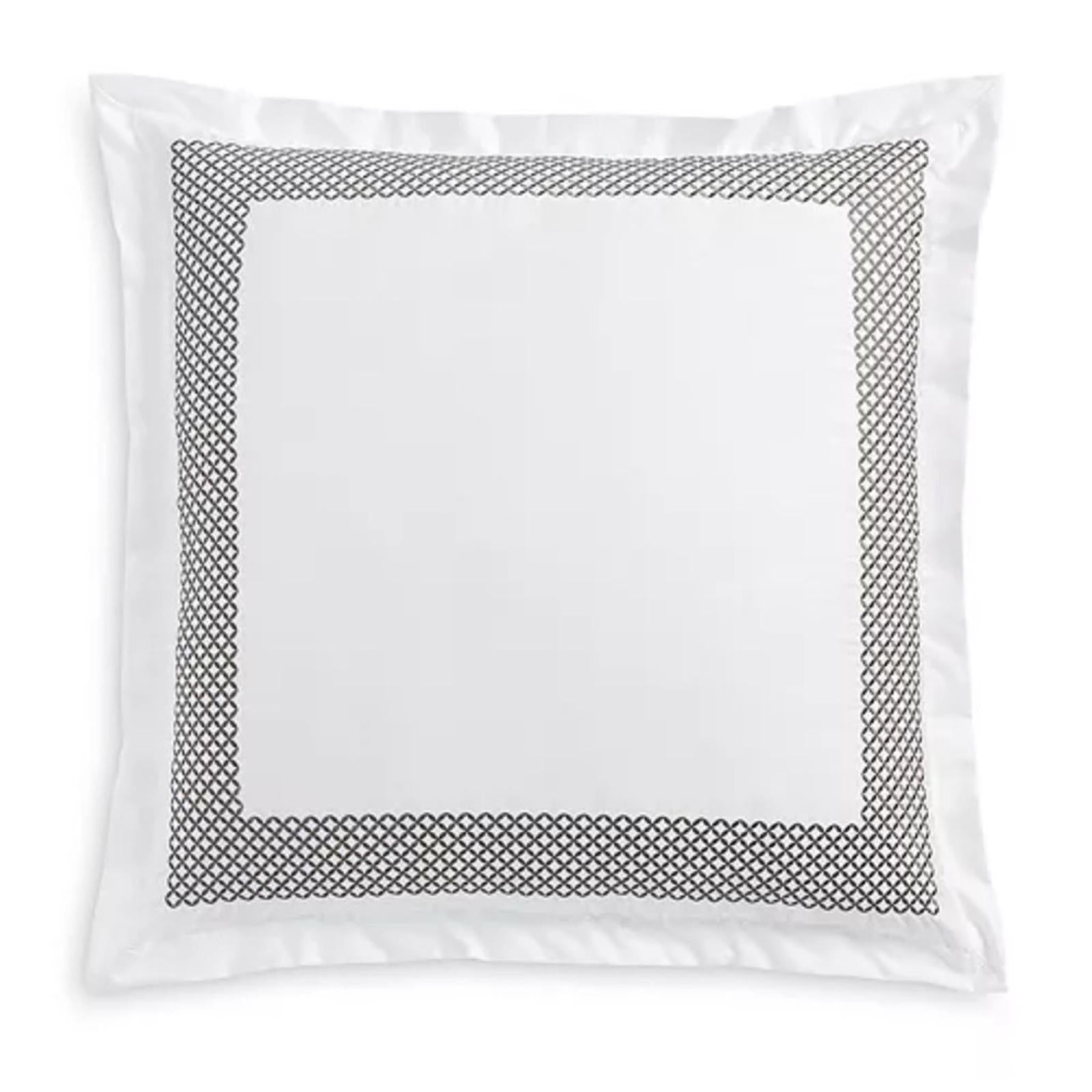 Hudson Park Collection Embroidered Geo Euro Sham in White/Blue, New w/Tag