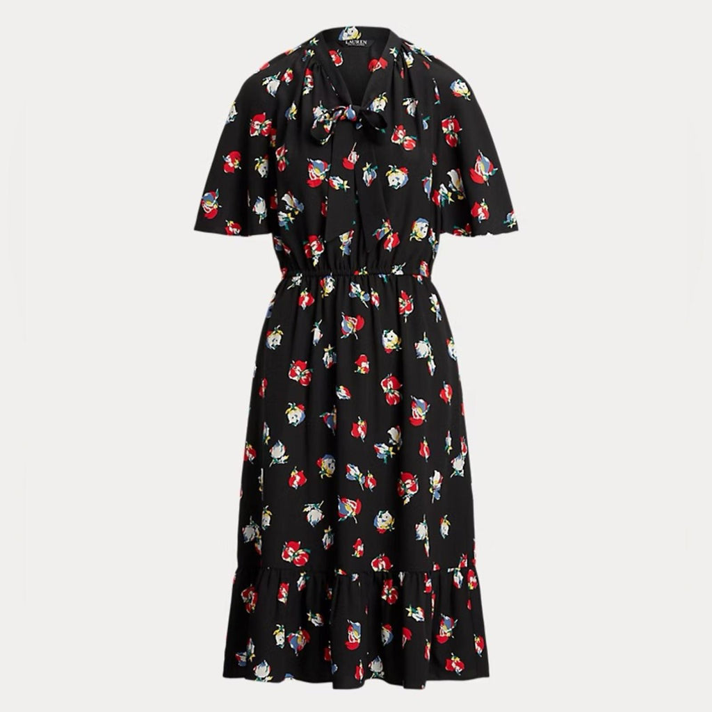 Lauren Ralph Lauren Floral Crepe Tie-Neck Dress, Size 14 EXCELLENT! Retail $155