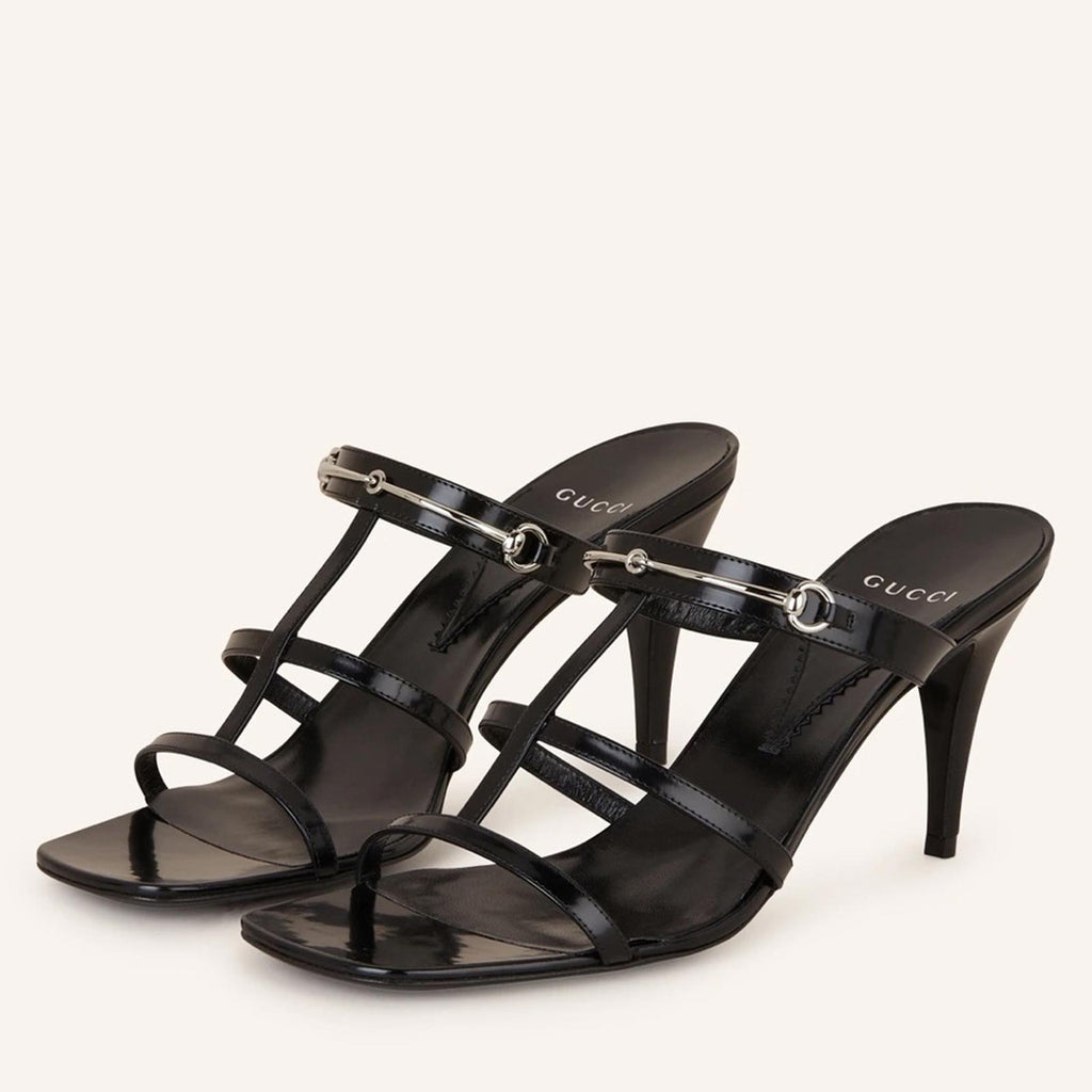 Gucci Divine Horsebit-Detailed Leather Mules 1000 Nero Size 39.5 +DustBags
