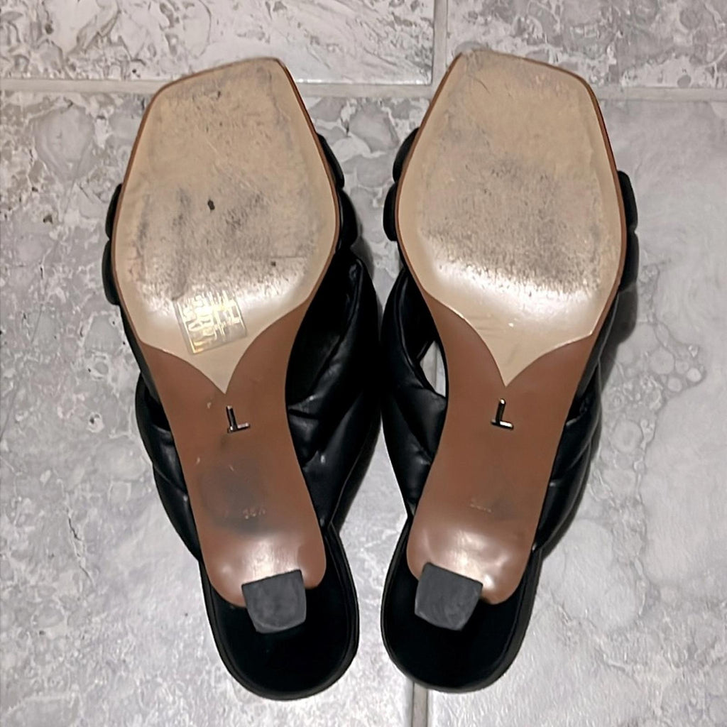 Lafayette 148 New York Clarette Mule Sandals in Black, EXCELLENT, Size 36.5