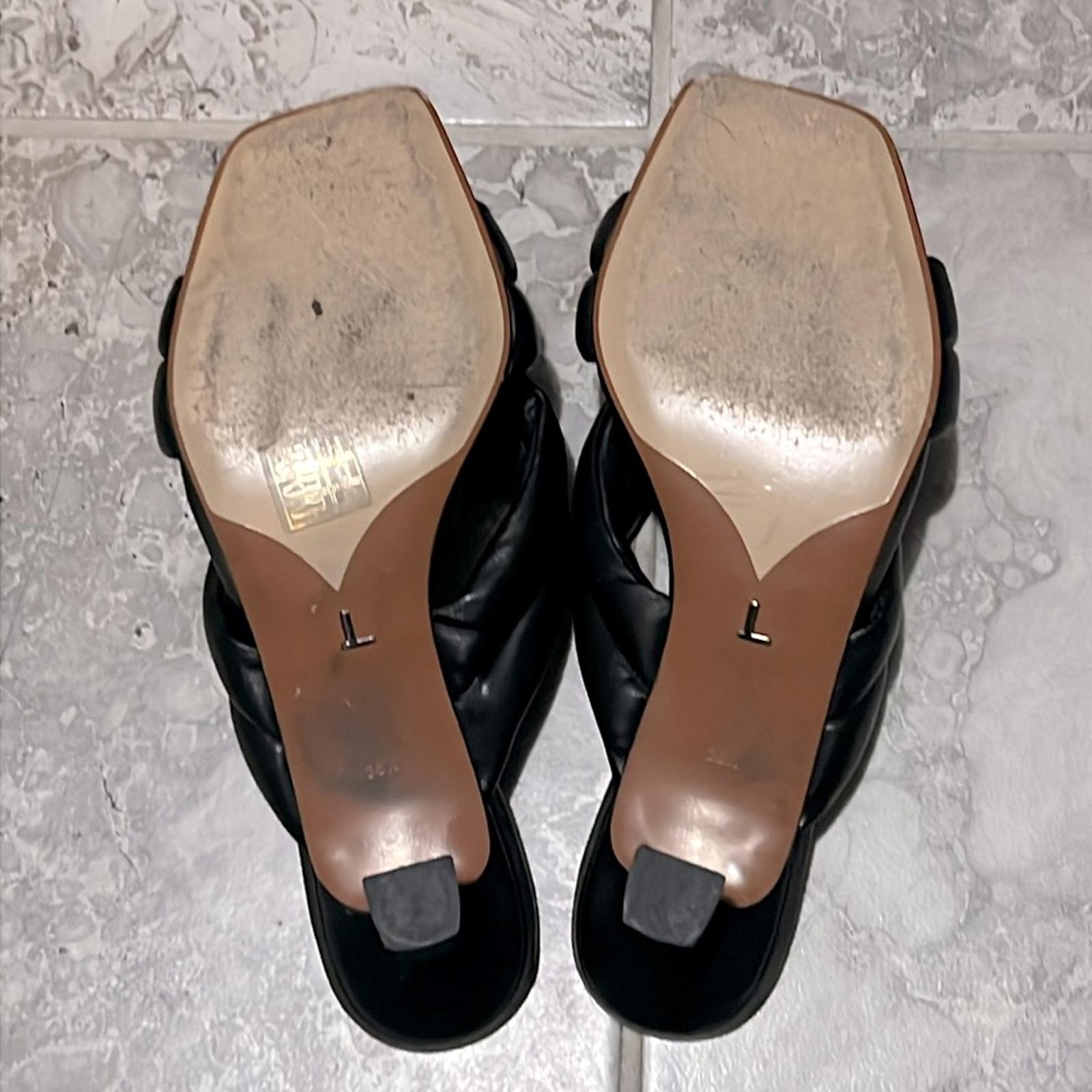 Lafayette 148 New York Clarette Mule Sandals in Black, EXCELLENT, Size 36.5