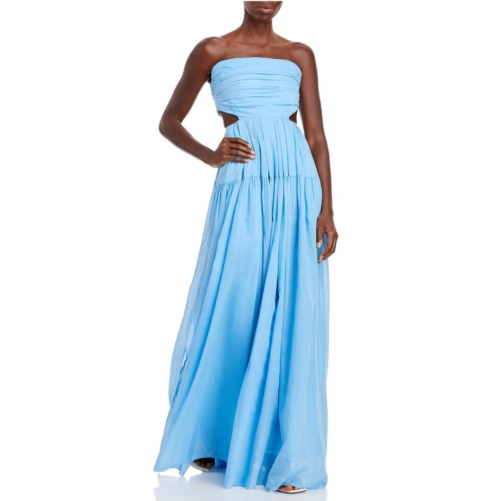 Rebecca Taylor Wrap Back Maxi Dress in Azul Blue, NWT, Size 16, Retail $525